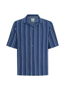 Полосатая рубашка с короткими рукавами Brunello Cucinelli, синий