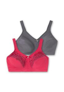 Рельефный бюстгальтер в двойной упаковке, 1х с вышивкой, 1х однотонный sheego, цвет Graphit Orchidee