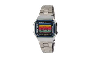 CASIO Мужские часы Retrofit Series с кварцевым механизмом, стальной браслет, черный циферблат