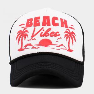 Бейсболка BEACH VIBE с вышитым пальмовым деревом и сетчатой ​​задней частью FASHNZFAB, черный, белый