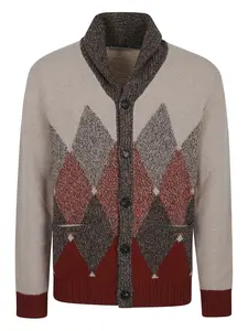 Кардиган с шалевым воротником и ромбовидным узором Ballantyne, коричневый