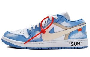 Кроссовки Air Jordan 1 Vintage Basketball Shoes Women's Low-top Orange, голубой