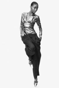 Драпированное боди стринги с v образным вырезом H&M, серебряный