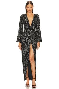 Платье Michael Costello x REVOLVE Oberon Gown, цвет Black & Gold