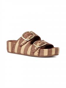 Женские сандалии Theo Two Band в коричневой/натуральной полоске Loeffler Randall, Brown/Natural Stripe