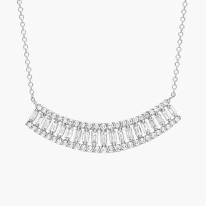 Многорядное бриллиантовое колье огранки «багет» из 14-каратного белого золота (1 карат, два). Blue Nile