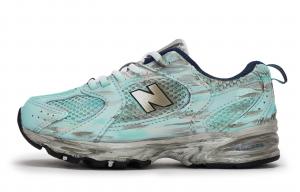 NB 530 Противоскользящие износостойкие низкие детские кроссовки для повседневной носки New Balance, белый/синий/розовый/коричневый