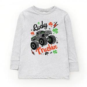 Футболка Lucky truckin clover с длинным рукавом The Juniper Shop, Heather Grey
