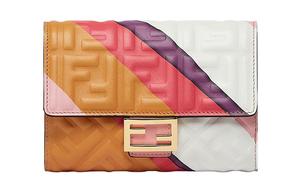 Кошелёк из телячьей кожи, женский, коричневый/розовый/белый/разноцветный FENDI