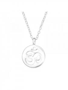 Alexander York Колье с подвеской в виде символа Ом из йоги, изготовленное из серебра 925 пробы, состоит из двух частей, вставленных в серебряную оправу