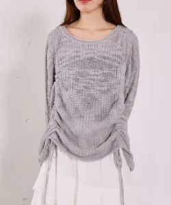 Пуловер из фактурной вязки с завязками Archives, цвет Blue Gray