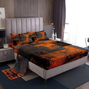 Erosebridal Комплект постельного белья Grunge Orange Retro Black Dark Grey Abstract Ombre с эффектом омбре и граффити в стиле хиппи, Multi 13
