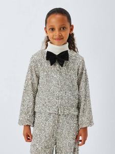 Детская куртка с бантом и пайетками John Lewis, Silver, Black