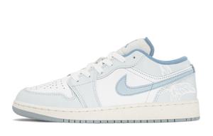 Air 1 нескользящие низкие детские баскетбольные кроссовки blue white для подростков Jordan, синий белый