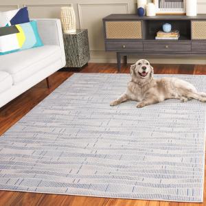 Ковер SAFAVIEH, 275 x 366 см, Prestige Collection, бежевый и синий, современный дизайн, устойчивый к пятнам, идеален для помещений с высокой проходимостью в гостиной, спальне и столовой (PTE116B-9)