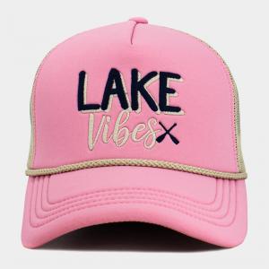 Бейсболка-тракер LAKE Vibes с вышитой надписью и сетчатой ​​задней частью FASHNZFAB, бежевый, розовый