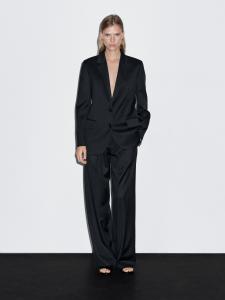 100% очень тонкая шерсть, плиссированные брюки Massimo Dutti, темно-синий