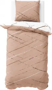 Постельное белье 155x220 см, хлопок, бежевый, белый, полосатый, пододеяльник, поликоттон, двустороннее постельное белье с застежкой-молнией Visaggio