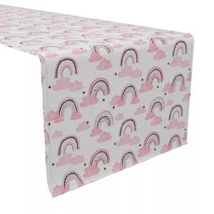 Настольная дорожка, 100 % хлопок, 16x90 дюймов, розовые радуги и облака.