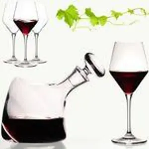 Набор из графина для вина IMPERIAL с 4 бокалами для красного вина из хрустального стекла, серия Рим - графин для вина ручной работы со стеклянной пробкой, 1 л - узкие бокалы для вина, 375 мл IMPERIAL glass