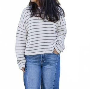 Полосатый свитер с приспущенными плечами в естественную полоску WISHLIST, natural stripe