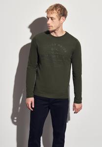Топ Street One MEN SOFTES WORDING LANGARM, Grün/Mottled Dark Green
