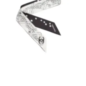 CHANEL Шелковая атласная повязка для волос Women's White/Black