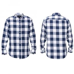 Мужская фланелевая рубашка классического кроя на пуговицах Braveman в клетку Buffalo, цвет Navy White