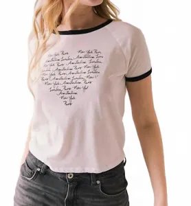 Футболка белого цвета с надписями: Нью-Йорк, Париж, Амстердам, Лондон Chaser