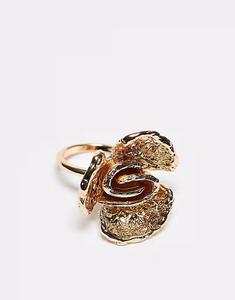 Кольцо Curve с фактурным цветочным узором в золотистом оттенке Asos Curve