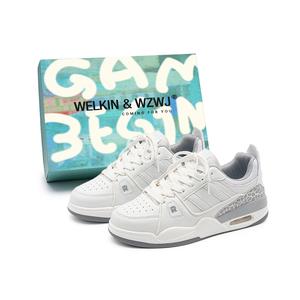 WELKIN&WZWJ Юнисекс скейтборд кроссовки низкие белые синие красные белые, цвет White