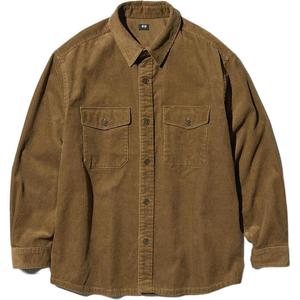 Вельветовая рубашка с длинным рукавом Uniqlo, 38 темно-коричневый