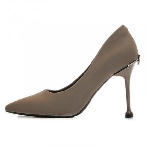 Тонкие туфли на шпильке 9 см женские POOQ, серый