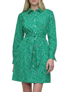 Платье-рубашка мини с длинными рукавами DKNY, цвет Apple Green Ivory