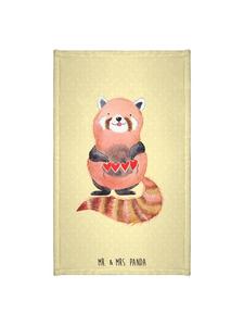Mr. & Mrs. Panda Туалетное полотенце для гостей с изображением красной панды (без слогана) пастельно-желтого цвета