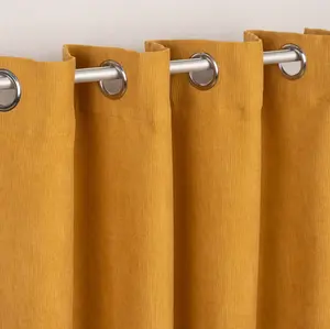 Штора на люверсах вельветовая, однотонная, карри-желтого цвета, 140x260 см Schöner-Leben