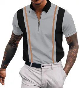 Мужская вязаная поло в полоску Vintage, Slim Fit, короткий рукав