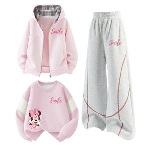 Детская повседневная спортивная одежда с круглым вырезом Moderate Disney, di xiling star k cherry blossom розовый+di xiling star k белый heather серый+di call k cherry blossom розовый