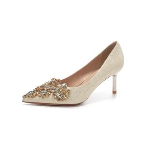 QITUMAUL Стройные каблуки на высоком каблуке женские золотые, цвет Gold[Heel Height 6.5cm]