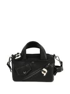 Кожаная мини-сумка KARL LAGERFELD KIDS, черный