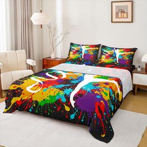 Erosebridal Комплект постельного белья Gymnastics Sports для девочек радужный тай-дай из качественного материала, Multi 02