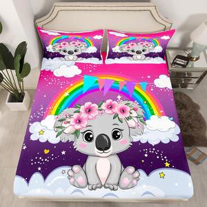 Erosebridal Детский комплект постельного белья Rainbow Koala с радужными полосами, звездами и облаками, Koala