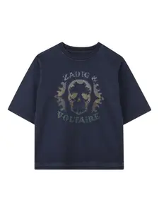 Футболка с декором Skull Zadig & Voltaire Kids, синий