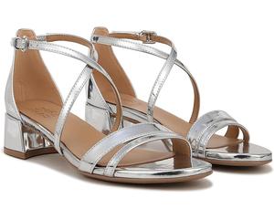 Женские босоножки на низком квадратном каблуке Naturalizer June Strappy, Silver Faux Leather