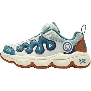 FILA KIDS Детские баскетбольные кроссовки BOA с противоскользящей подошвой, износостойкие, белые, синие