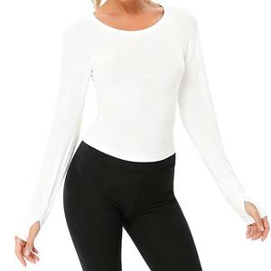 Женская легкая футболка с длинным рукавом для тренировок Clearflower, White