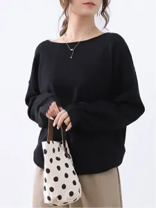 Женский вязаный топ с длинными рукавами Doux Belle, цвет Black (B)