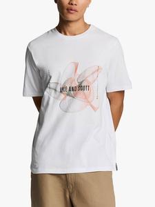 Хлопчатобумажная футболка регулярного кроя с коротким рукавом 3d line graphic t-shirt Lyle & Scott, цвет White/Orange