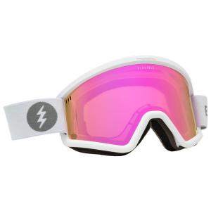 Горнолыжные очки шестигранные матовые белые розовые хромированные Electric