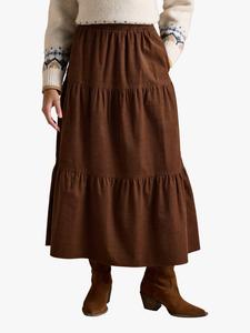 Короткая юбка миди с ярусами из вельвета Joules, Brown